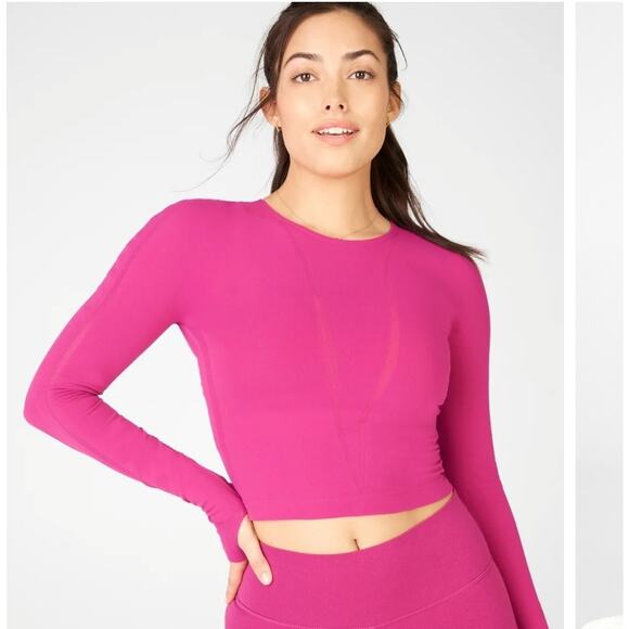 NEW Fabletics Corey Sculpknit Long Sleeve Top Large Very Berry - Picture 2 of 7